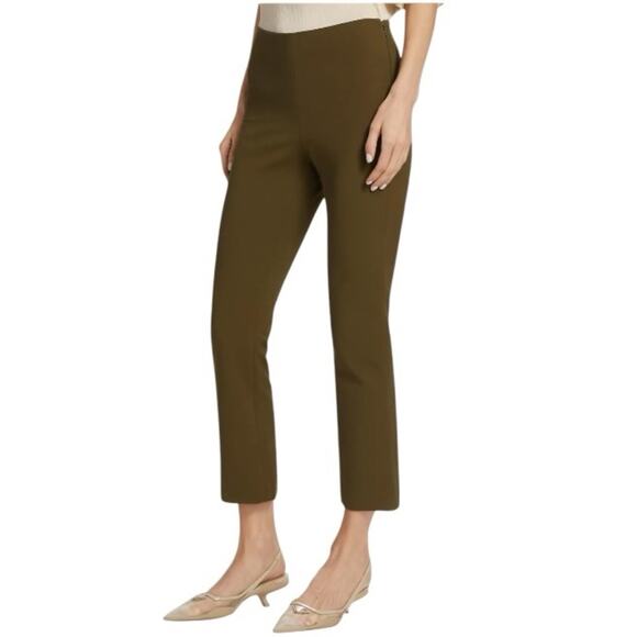 Vince High Rise Crop Pants Flare Leg Olive Green Size XL - Picture 3 of 6